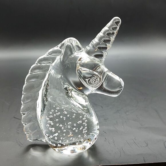Vintage Art Glass Unicorn Paperweight with Controlled Bubbles - Picture 3 of 8